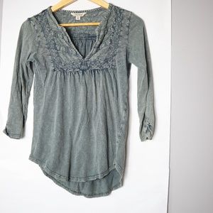 Lucky Brand peasant blouse shirt with v ne…